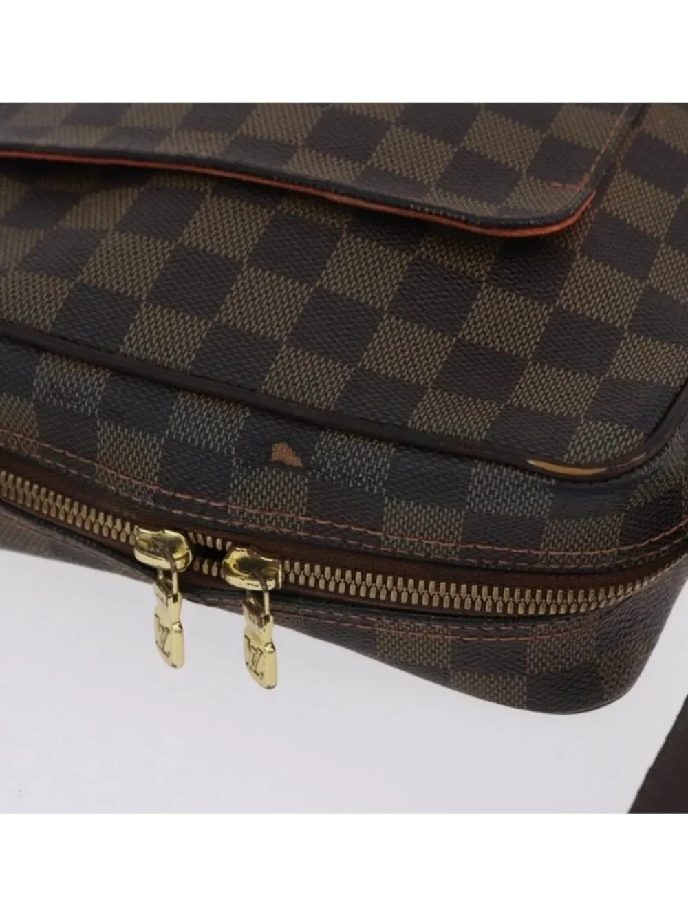 Authentic LOUIS VUITTON Damier Ebene Olaf PM Shoulder Bag N41442 LV